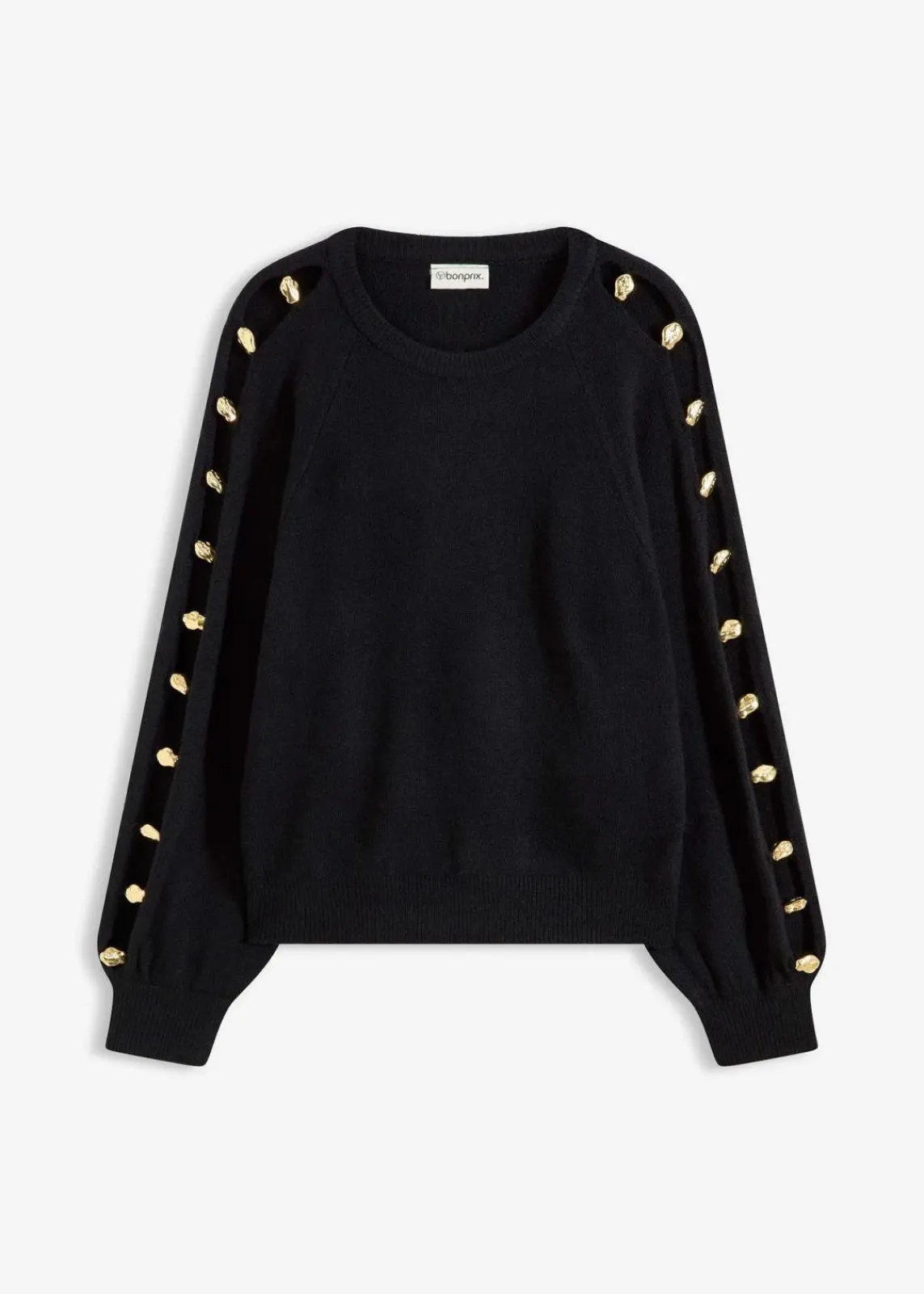 bonprix Bekleidung·Umstandsmode|Bekleidung·Jeans^Pullover mit Metall-Perlen schwarz