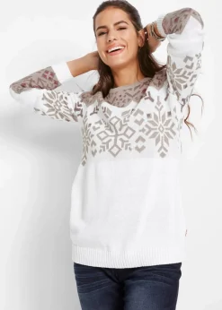 bonprix Bekleidung·Umstandsmode|Pullover & Strickjacken^Pullover mit Norwegermuster wollweiß Norwegermuster
