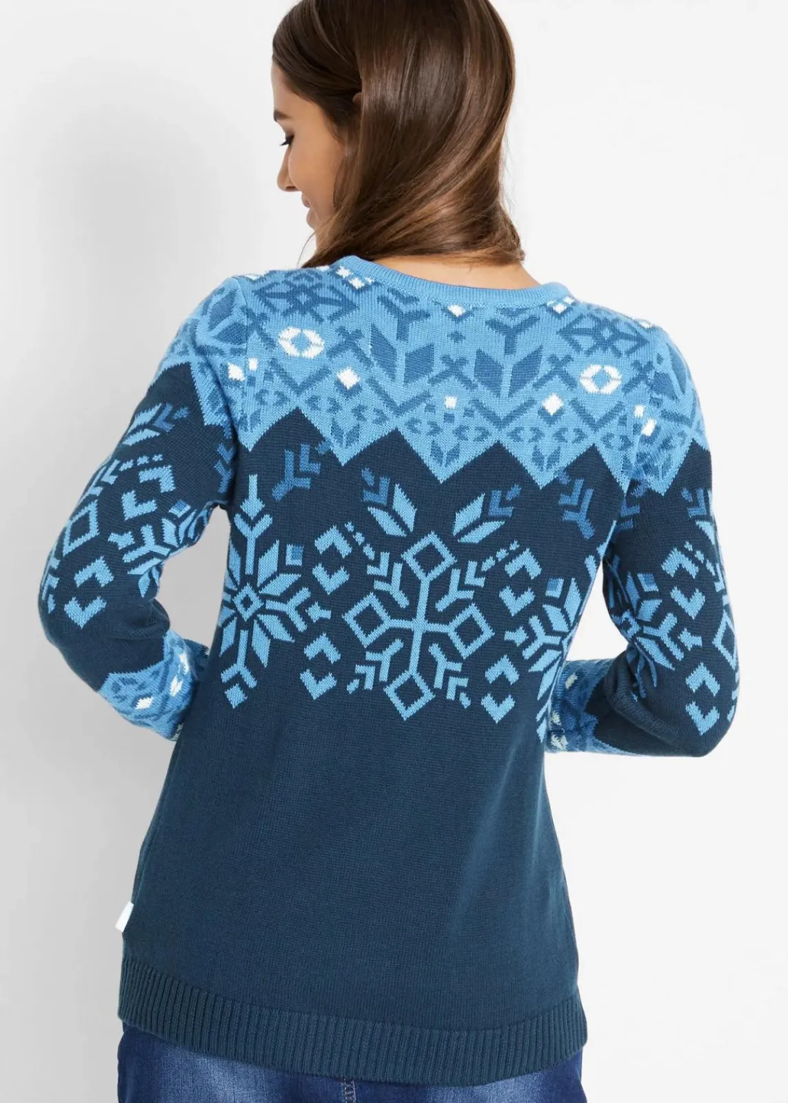 bonprix Bekleidung·Umstandsmode|Pullover & Strickjacken^Pullover mit Norwegermuster dunkelblau Norwegermuster