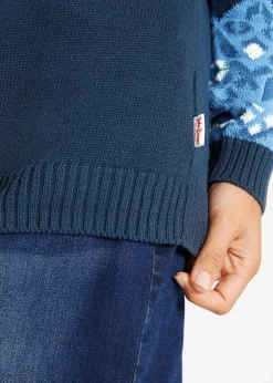 bonprix Bekleidung·Umstandsmode|Pullover & Strickjacken^Pullover mit Norwegermuster dunkelblau Norwegermuster