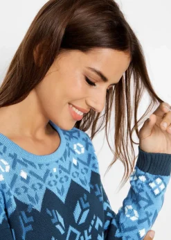 bonprix Bekleidung·Umstandsmode|Pullover & Strickjacken^Pullover mit Norwegermuster dunkelblau Norwegermuster