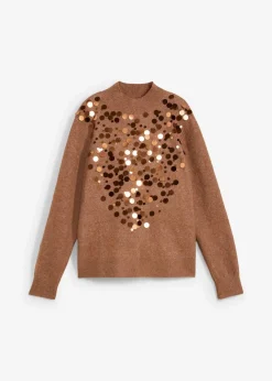 bonprix Nachhaltigere Materialien|Pullover & Strickjacken^Pullover mit Pailetten maronenbraun