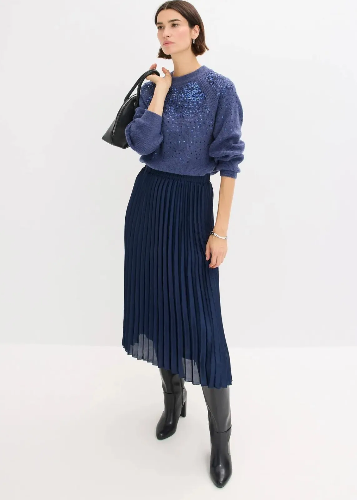 bonprix Bekleidung·Umstandsmode|Strickmode^Pullover mit Pailletten indigo
