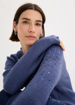 bonprix Bekleidung·Umstandsmode|Strickmode^Pullover mit Pailletten indigo
