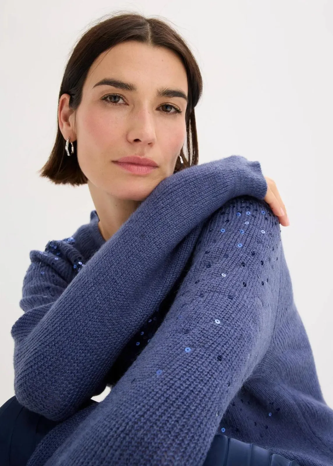 bonprix Bekleidung·Umstandsmode|Strickmode^Pullover mit Pailletten indigo
