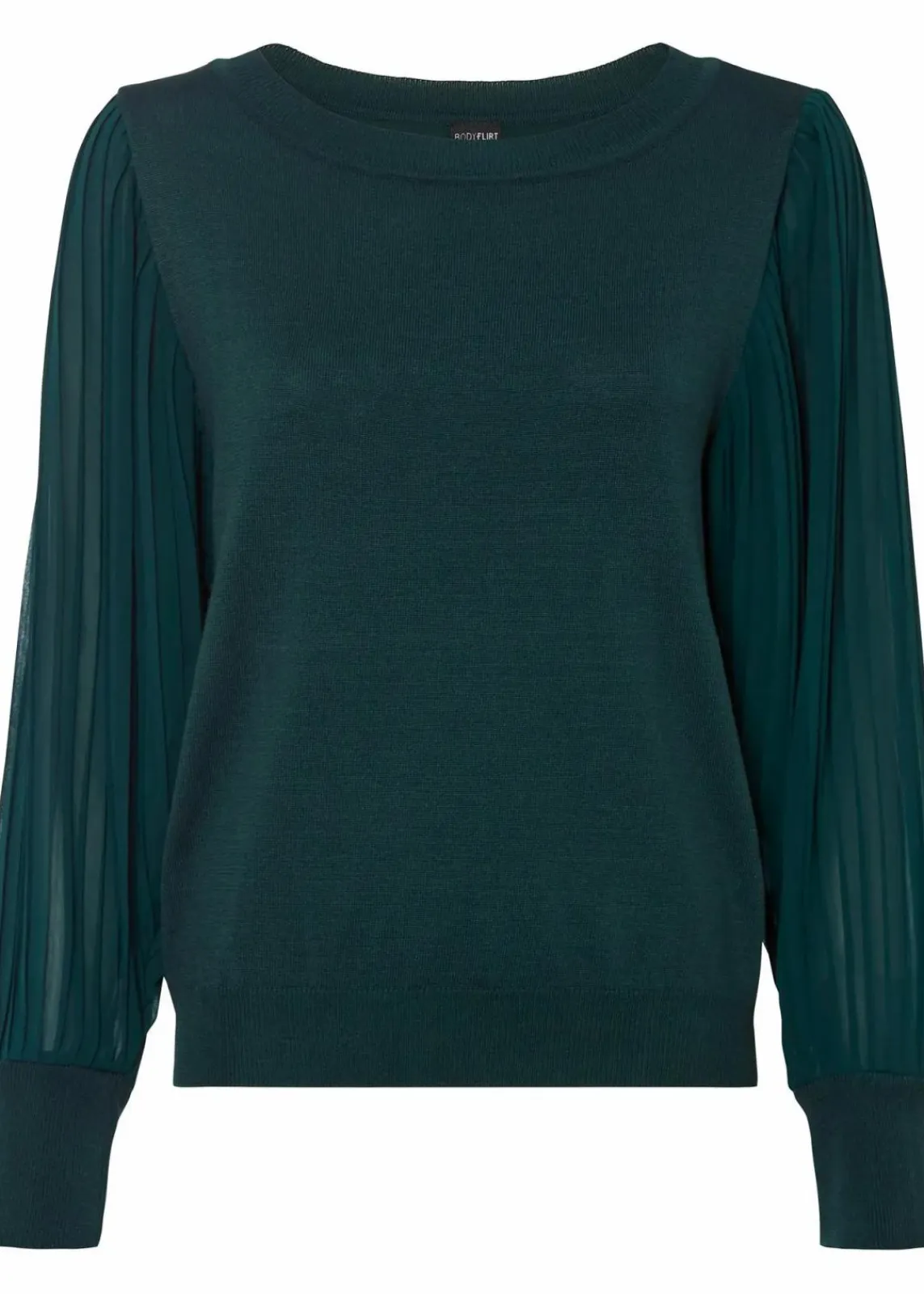 bonprix Bekleidung·Umstandsmode|Strickmode^Pullover mit plissierten Ärmeln tiefgrün