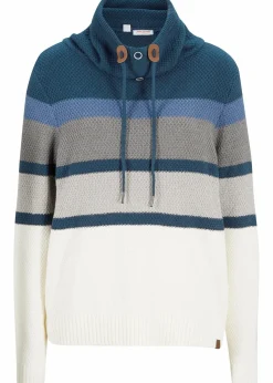 bonprix Bekleidung·Umstandsmode|Bekleidung·Jeans^Pullover mit Schlauchkragen dunkelblau quer gestreift