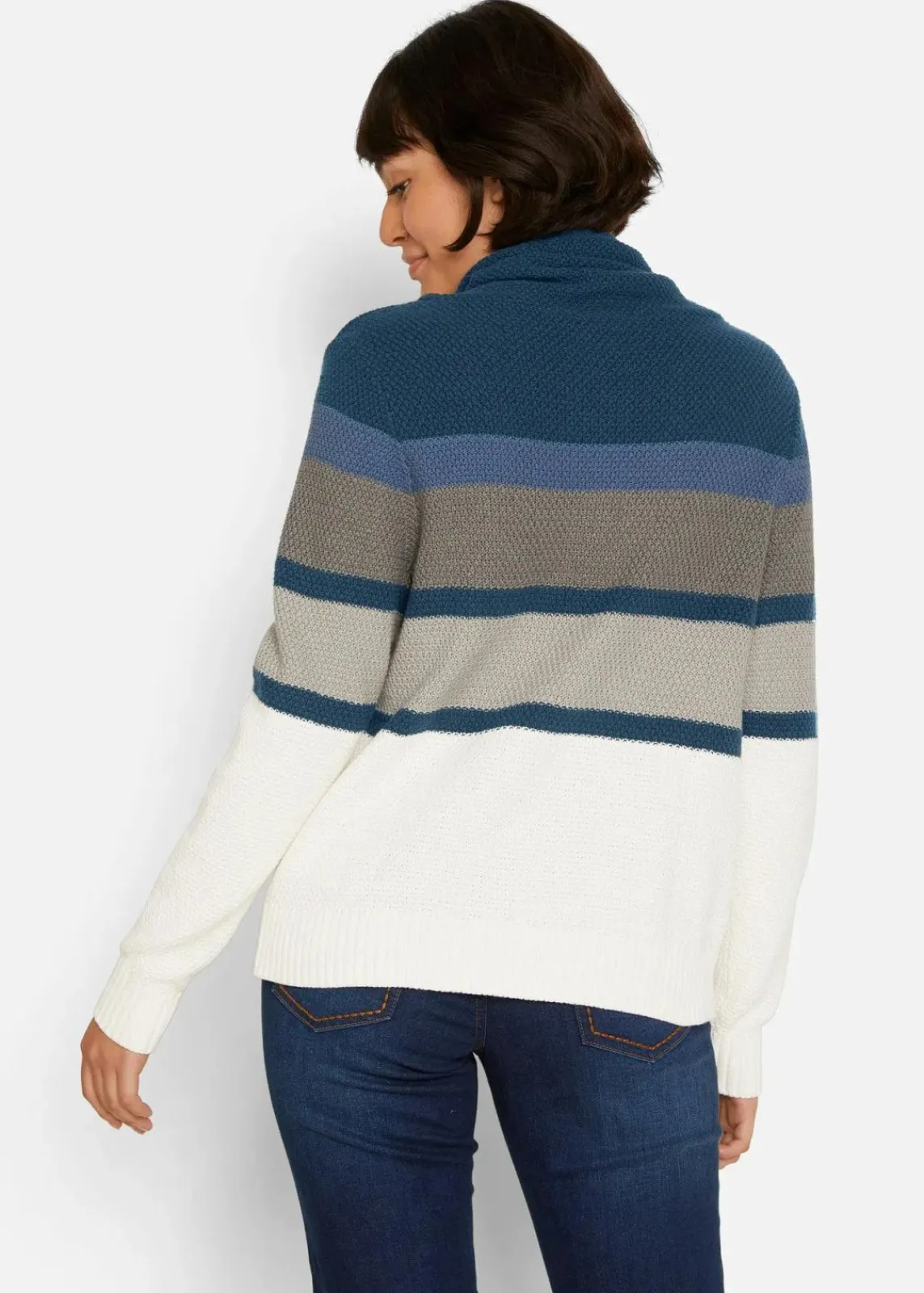 bonprix Bekleidung·Umstandsmode|Bekleidung·Jeans^Pullover mit Schlauchkragen dunkelblau quer gestreift