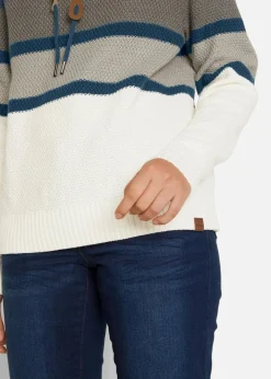 bonprix Bekleidung·Umstandsmode|Bekleidung·Jeans^Pullover mit Schlauchkragen dunkelblau quer gestreift