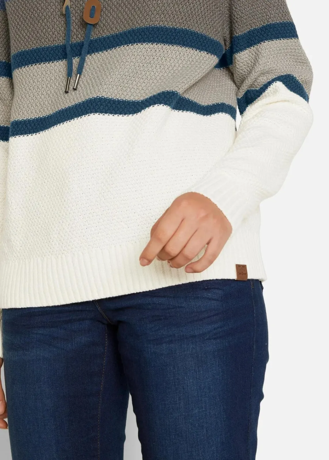bonprix Bekleidung·Umstandsmode|Bekleidung·Jeans^Pullover mit Schlauchkragen dunkelblau quer gestreift