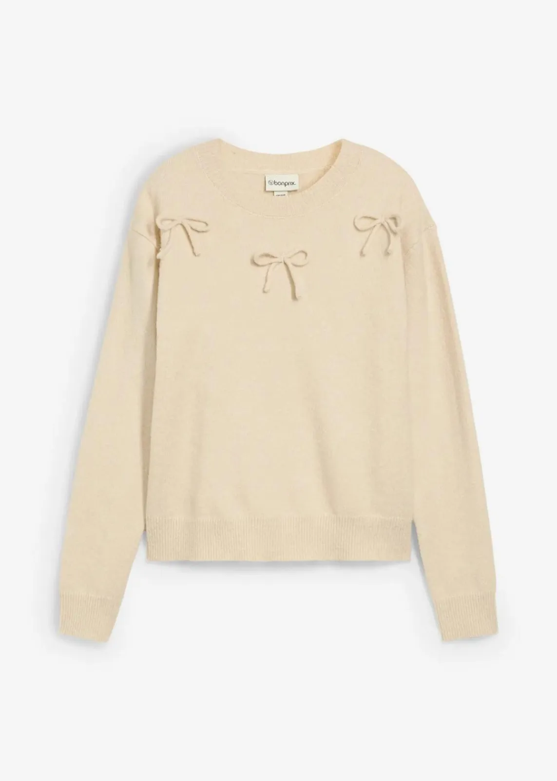 bonprix Bekleidung·Umstandsmode|Bekleidung·Jeans^Pullover mit Schleifen hellsand meliert