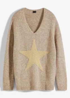 bonprix Pullover & Strickjacken|Strickmode^Pullover mit Stern camel