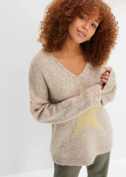 bonprix Pullover & Strickjacken|Strickmode^Pullover mit Stern camel