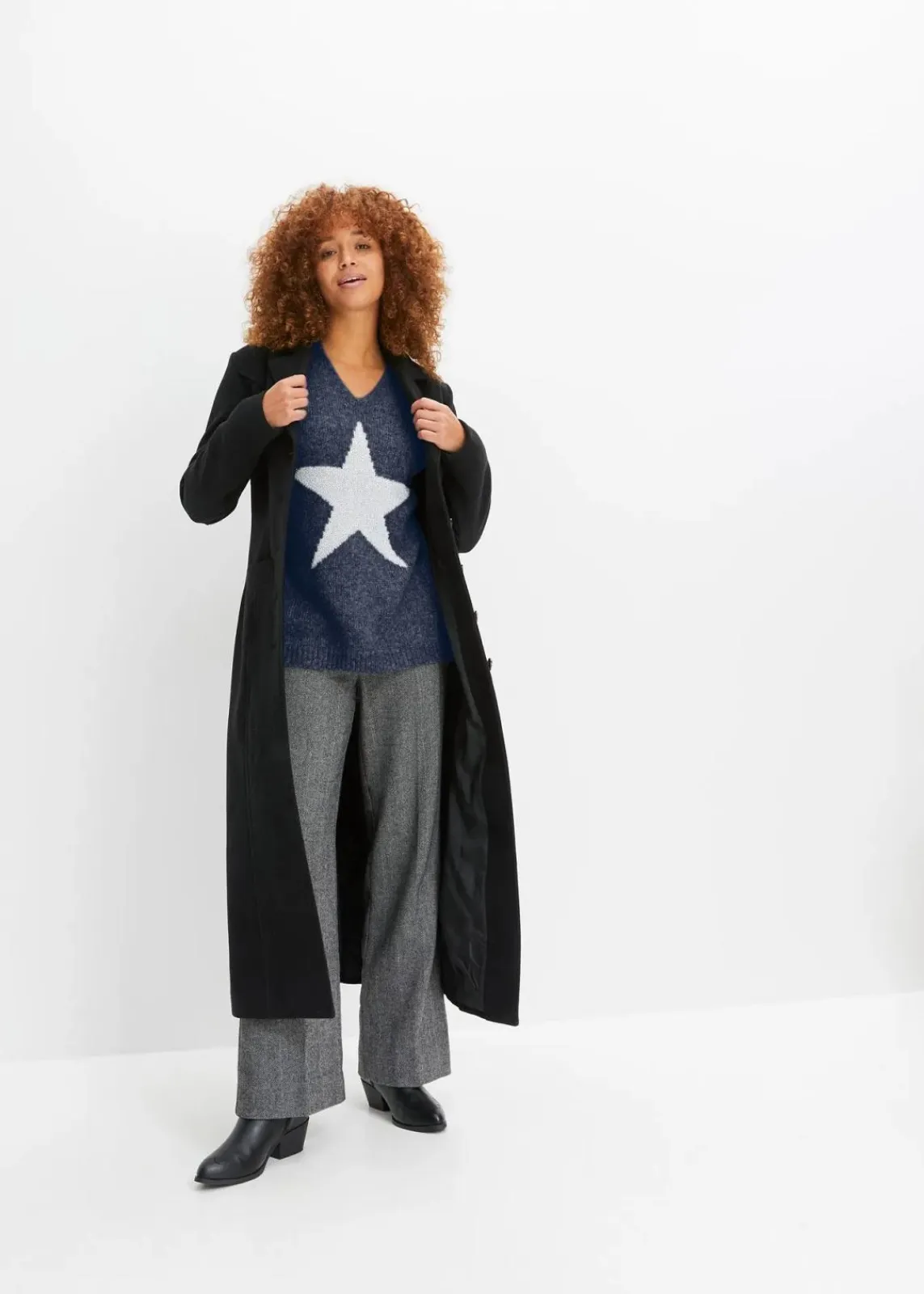 bonprix Bekleidung·Umstandsmode|Bekleidung·Jeans^Pullover mit Stern dunkelblau
