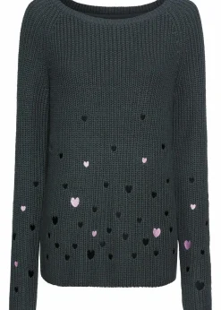 bonprix Bekleidung·Umstandsmode|Bekleidung·Jeans^Pullover mit Stickerei anthrazit bedruckt