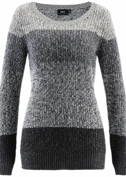 bonprix Bekleidung·Umstandsmode|Bekleidung·Jeans^Pullover mit Streifenmuster anthrazit meliert gestreift