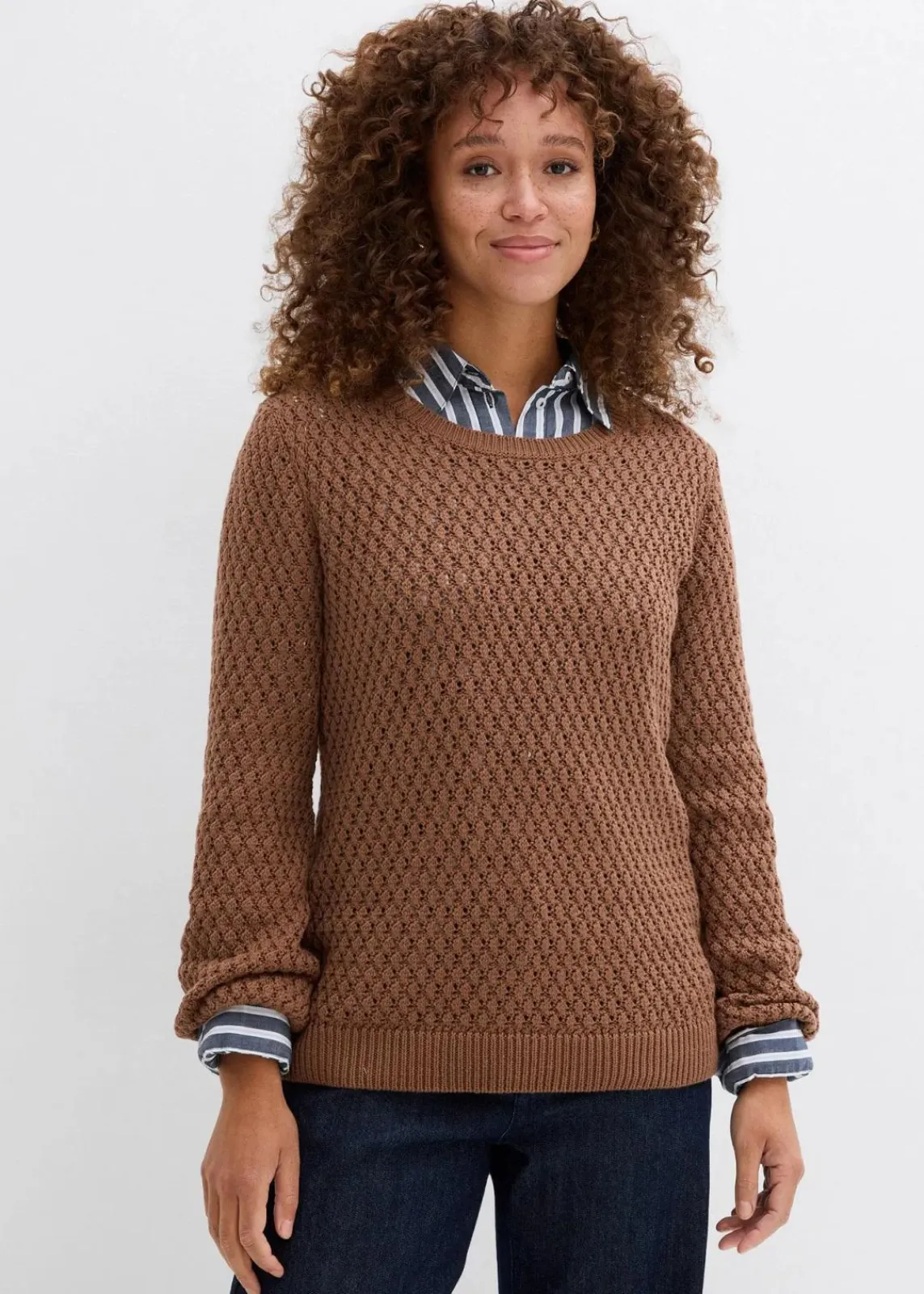 bonprix Bekleidung·Umstandsmode|Bekleidung·Jeans^Pullover mit Strukturstrick aus Baumwollmix maronenbraun