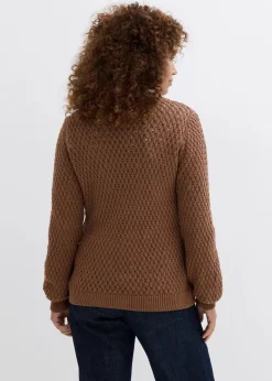 bonprix Bekleidung·Umstandsmode|Bekleidung·Jeans^Pullover mit Strukturstrick aus Baumwollmix maronenbraun