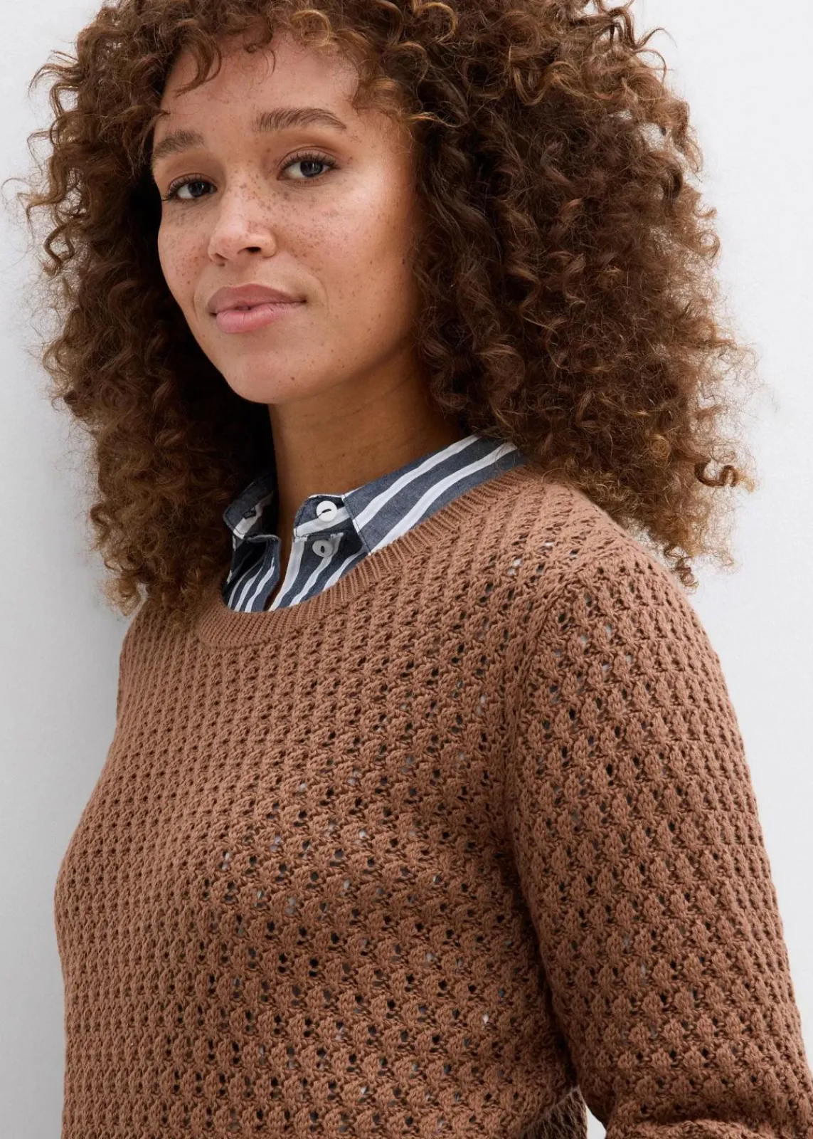 bonprix Bekleidung·Umstandsmode|Bekleidung·Jeans^Pullover mit Strukturstrick aus Baumwollmix maronenbraun