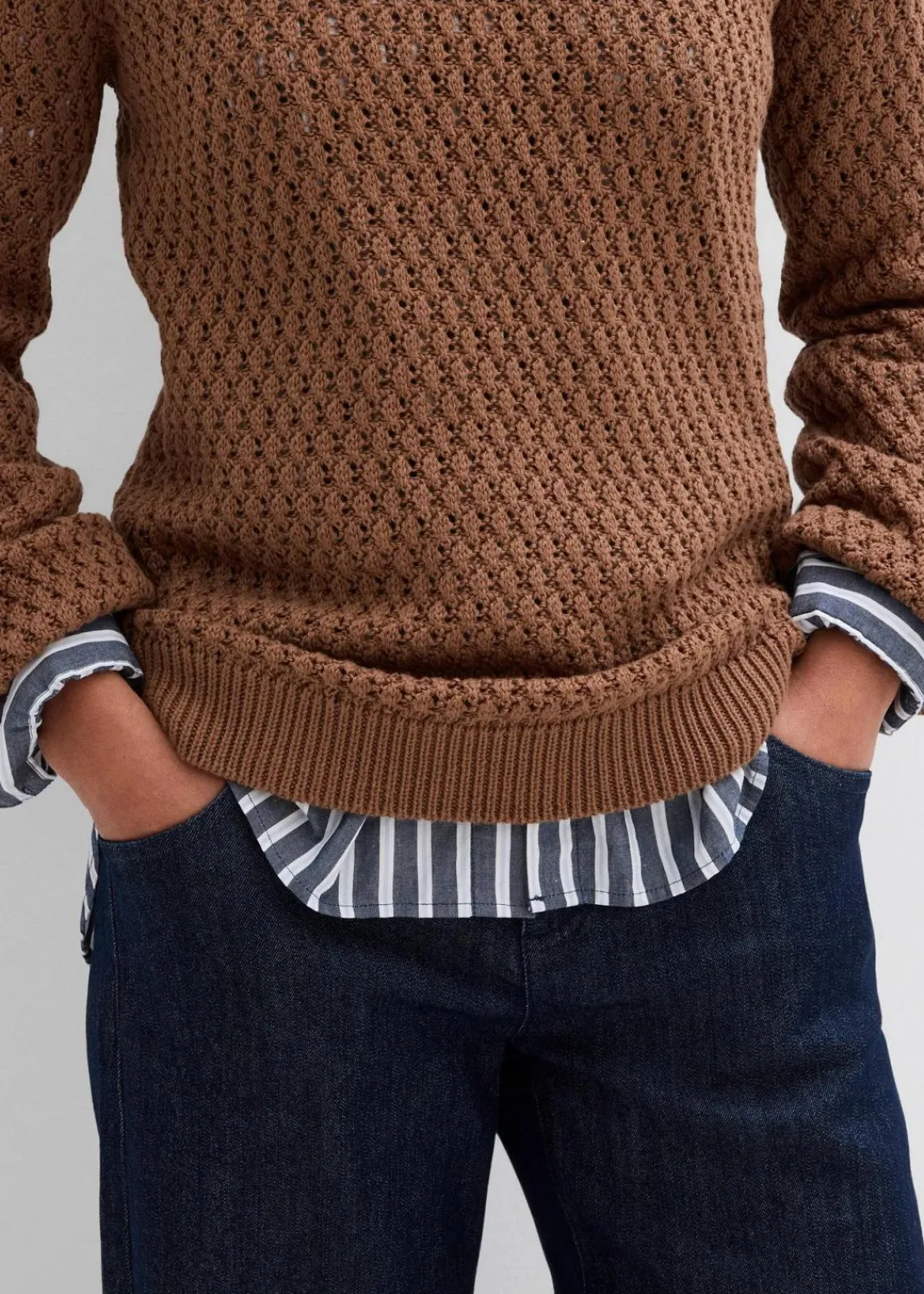 bonprix Bekleidung·Umstandsmode|Bekleidung·Jeans^Pullover mit Strukturstrick aus Baumwollmix maronenbraun