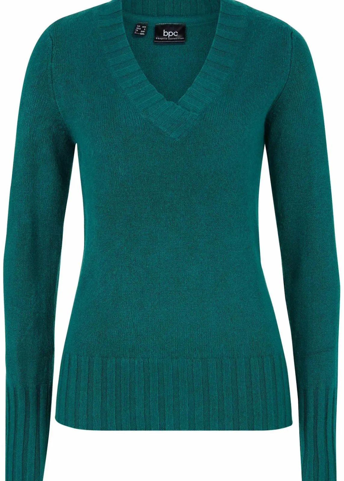 bonprix Strickmode|Pullover & Strickjacken^Pullover mit V-Ausschnitt tiefgrün