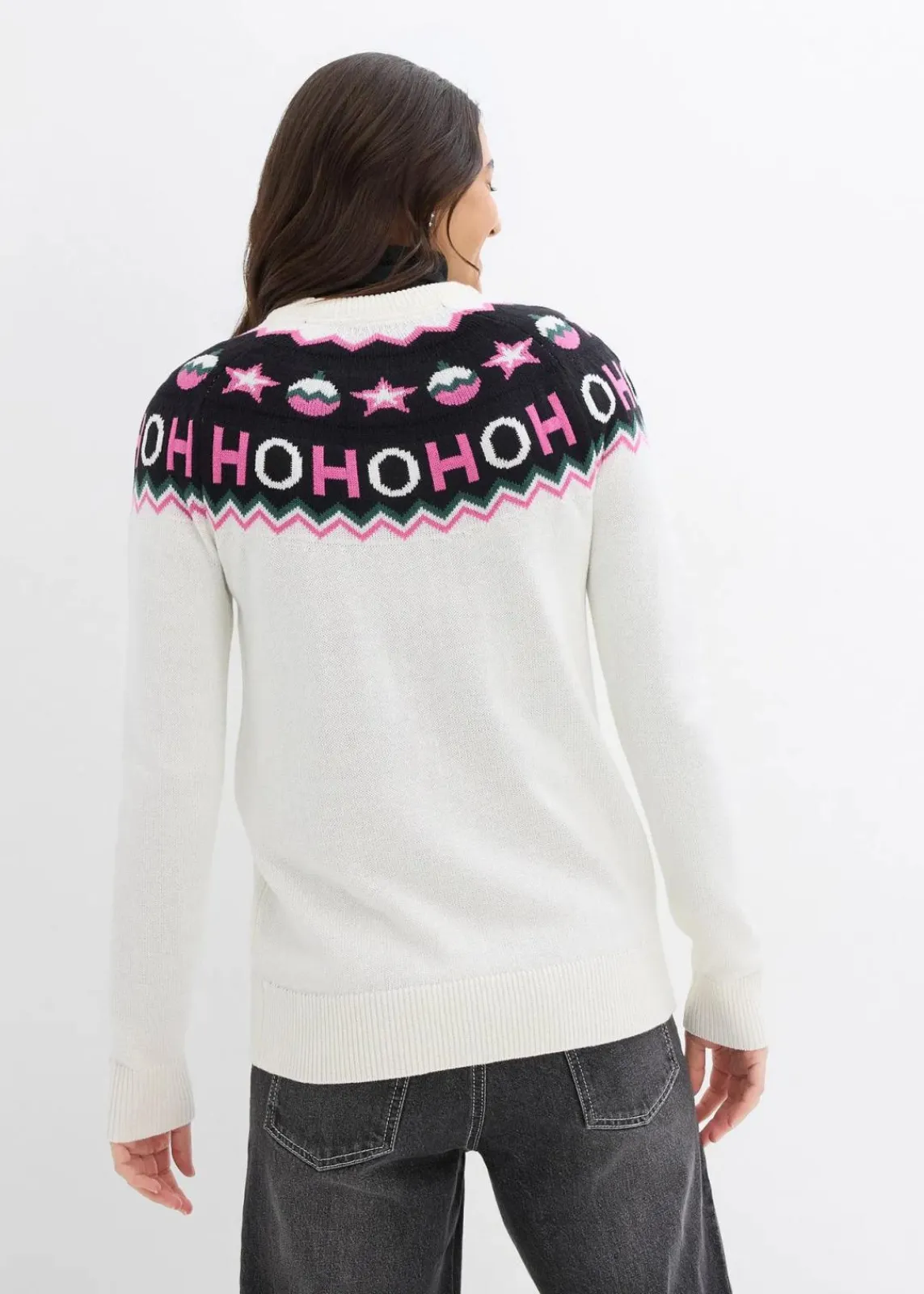 bonprix Pullover & Strickjacken|Strickmode^Pullover mit Weihnachtsmotiv cremeweiß norwegermuster