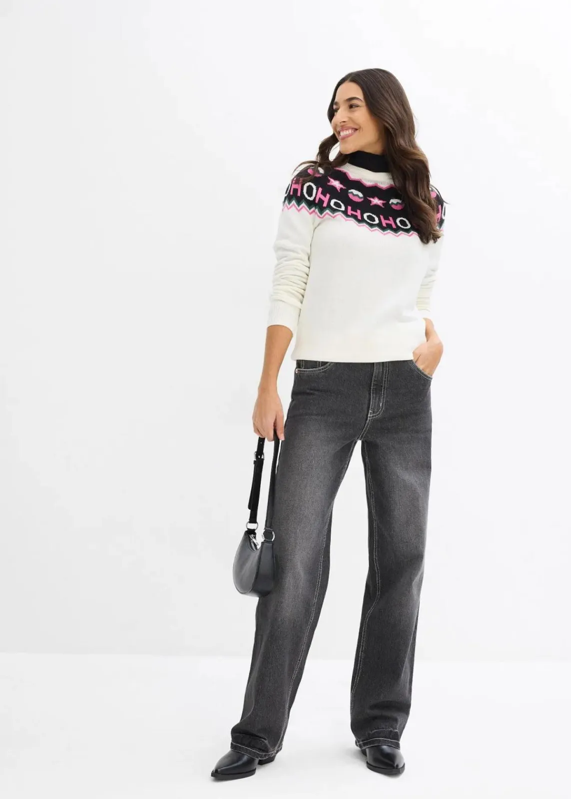 bonprix Pullover & Strickjacken|Strickmode^Pullover mit Weihnachtsmotiv cremeweiß norwegermuster