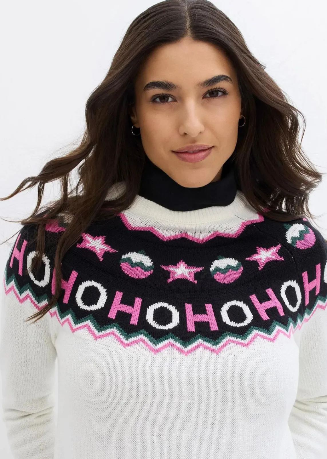 bonprix Pullover & Strickjacken|Strickmode^Pullover mit Weihnachtsmotiv cremeweiß norwegermuster