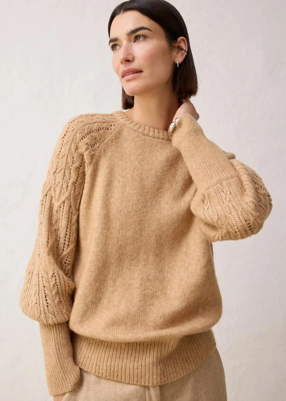 bonprix Bekleidung·Umstandsmode|Premium^Pullover mit Woll-Anteil mattcamel