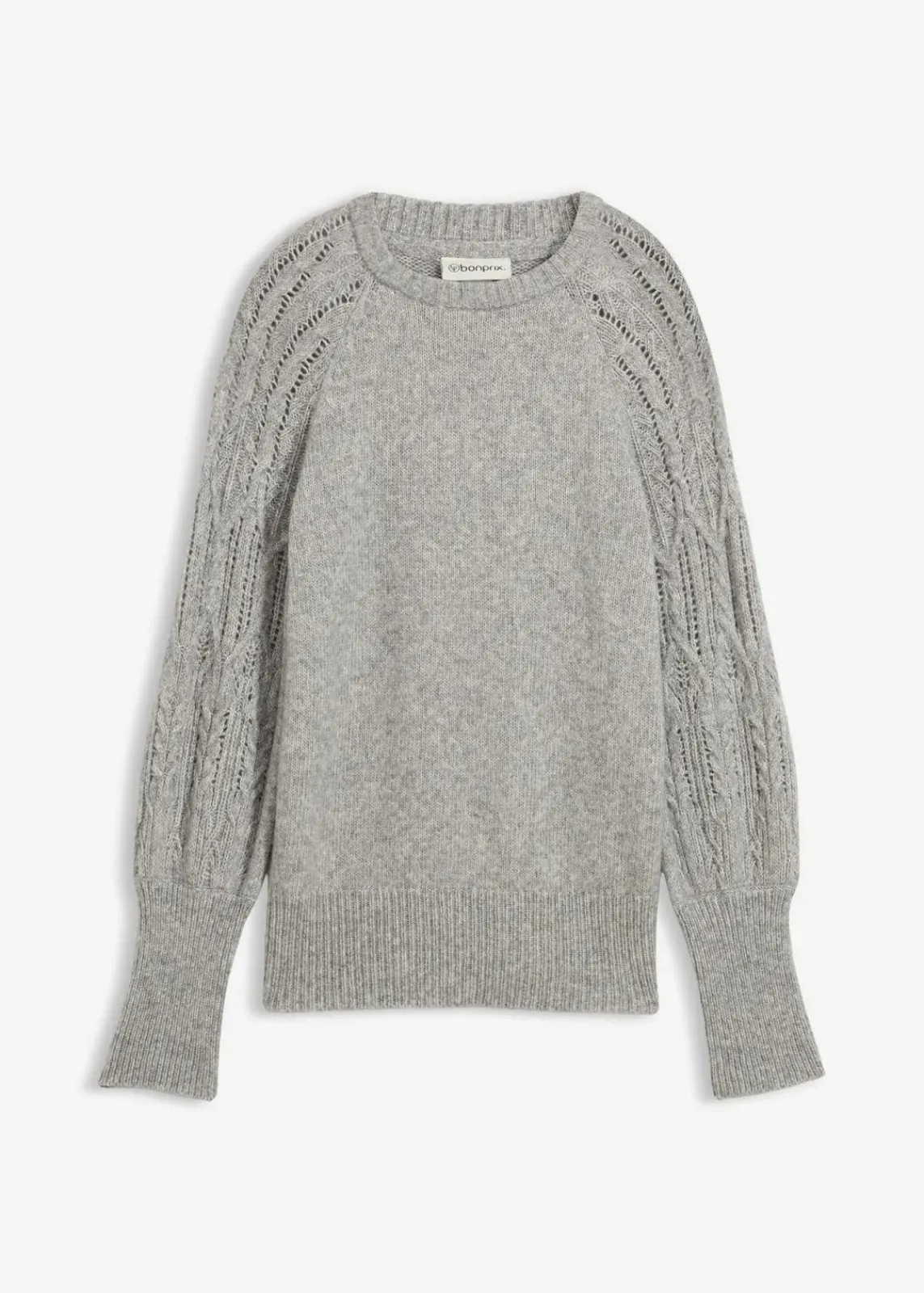 bonprix Bekleidung·Umstandsmode|Premium^Pullover mit Woll-Anteil hellgrau meliert