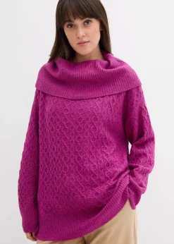 bonprix Bekleidung·Umstandsmode|Bekleidung·Jeans^Pullover mit Zopfmuster dunkelfuchsia