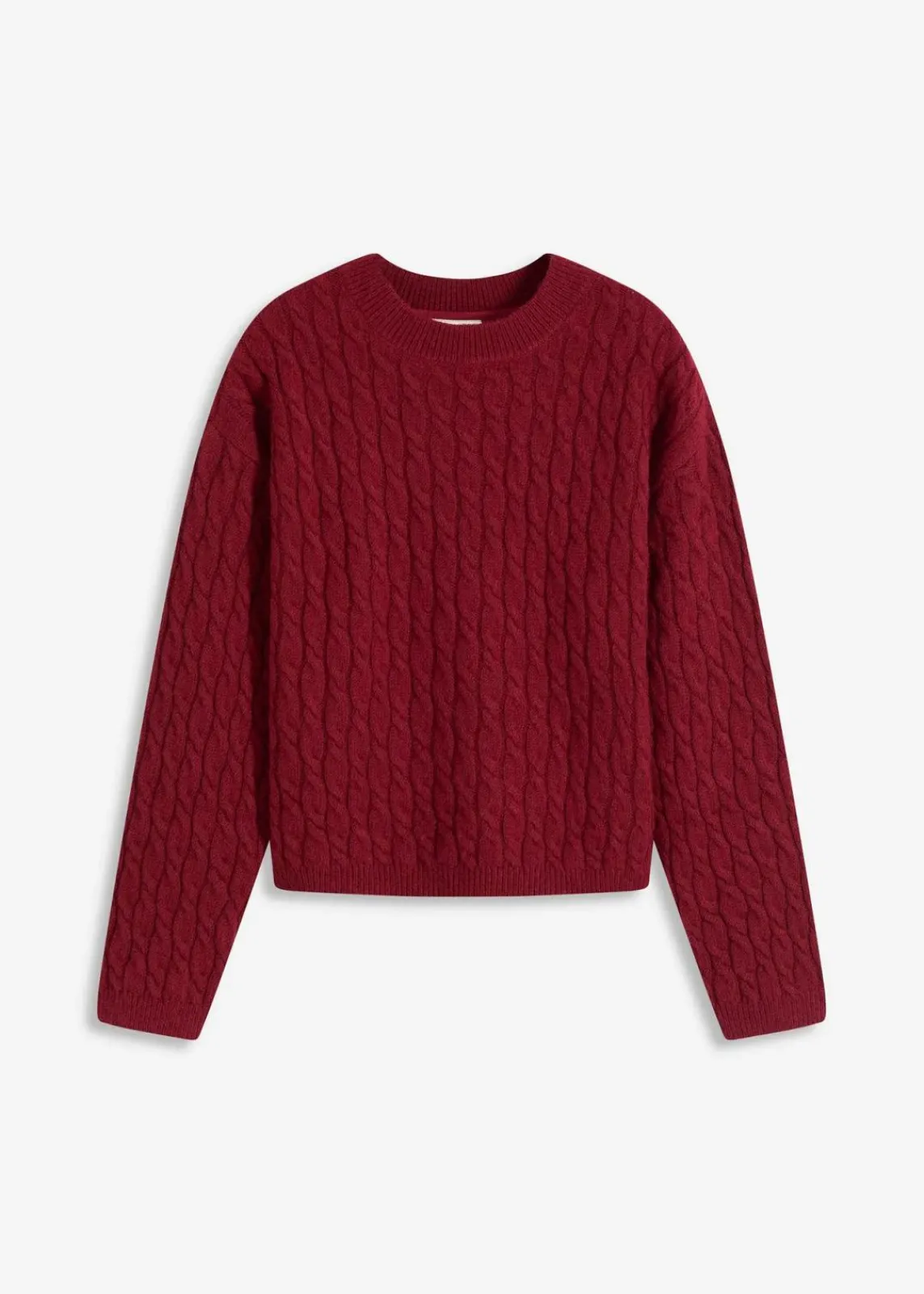 bonprix Pullover & Strickjacken|Strickmode^Pullover mit Zopfmuster pflaumenrot