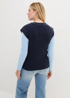 bonprix Bekleidung·Umstandsmode|Strickmode^Pullunder dunkelblau