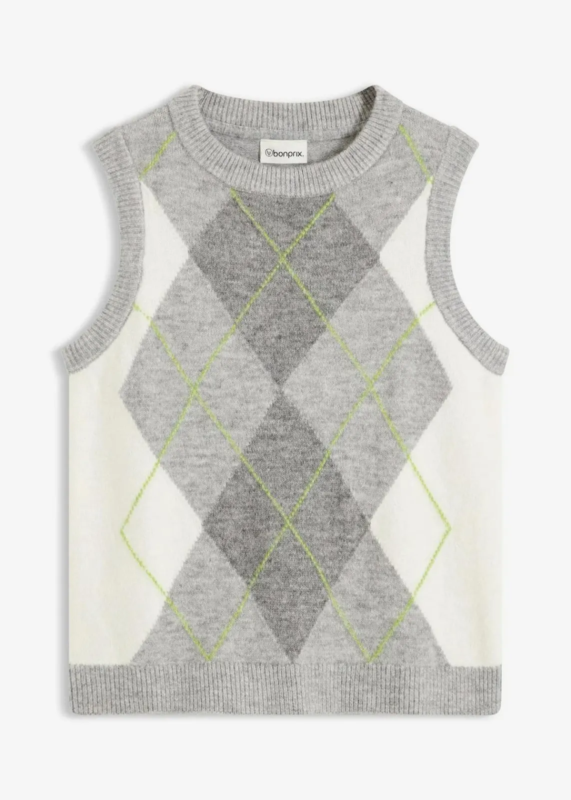 bonprix Bekleidung·Umstandsmode|Bekleidung·Jeans^Pullunder grau meliert graphisch