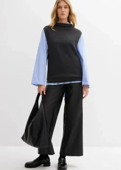 bonprix Pullover & Strickjacken|Strickmode^Pullunder aus reiner Baumwolle anthrazit meliert
