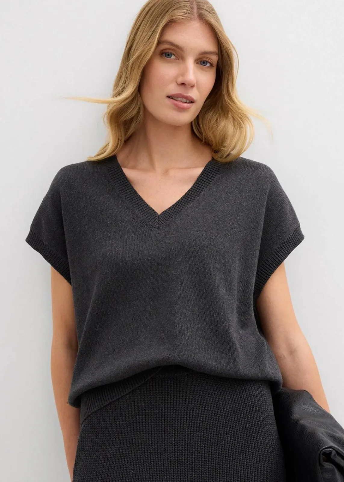 bonprix Bekleidung·Umstandsmode|Bekleidung·Jeans^Pullunder aus reiner Baumwolle anthrazit meliert