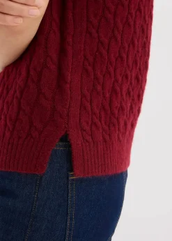 bonprix Nachhaltigere Materialien|Pullover & Strickjacken^Pullunder mit Zopfmuster pflaumenrot