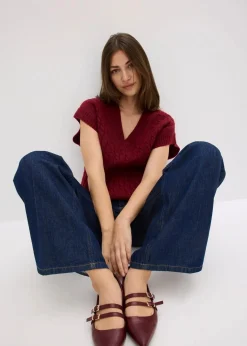 bonprix Nachhaltigere Materialien|Pullover & Strickjacken^Pullunder mit Zopfmuster pflaumenrot