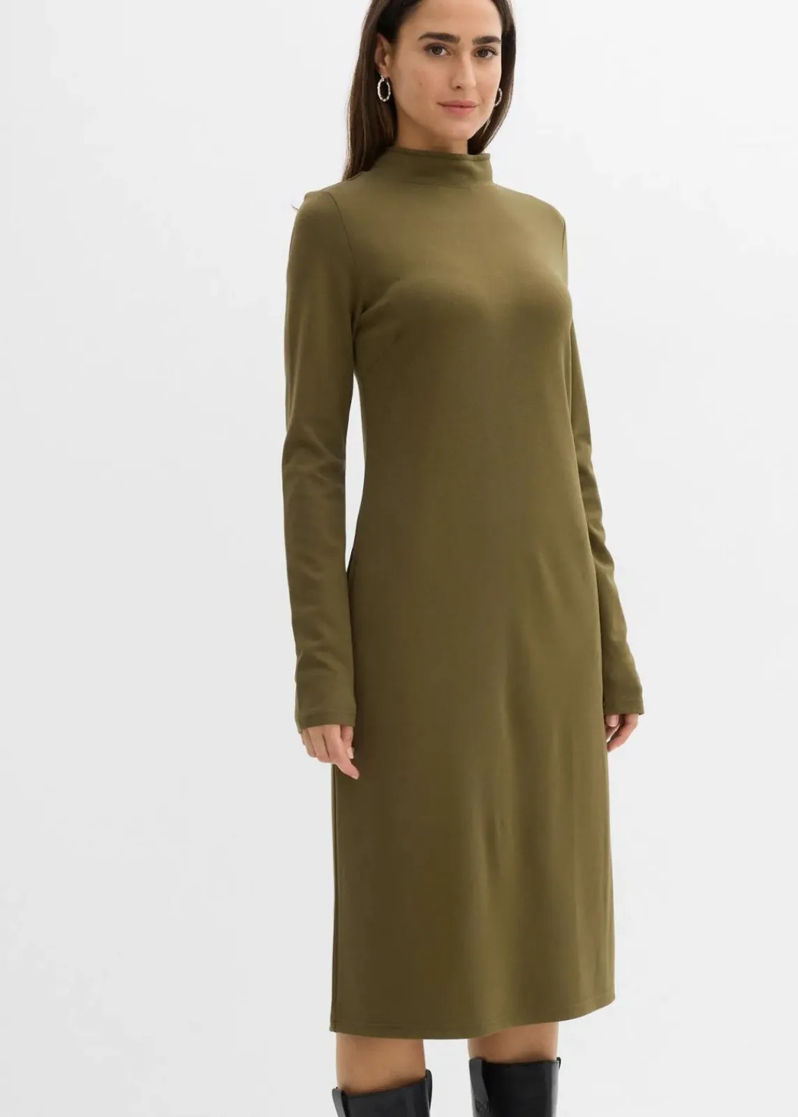bonprix Kleider|Basics^Punto Di Roma Kleid mit Stehkragen erdoliv