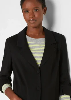 bonprix Bekleidung·Basics|Bekleidung·Blusen & Tuniken^Punto di Roma Longblazer aus Viskose-Mischung schwarz