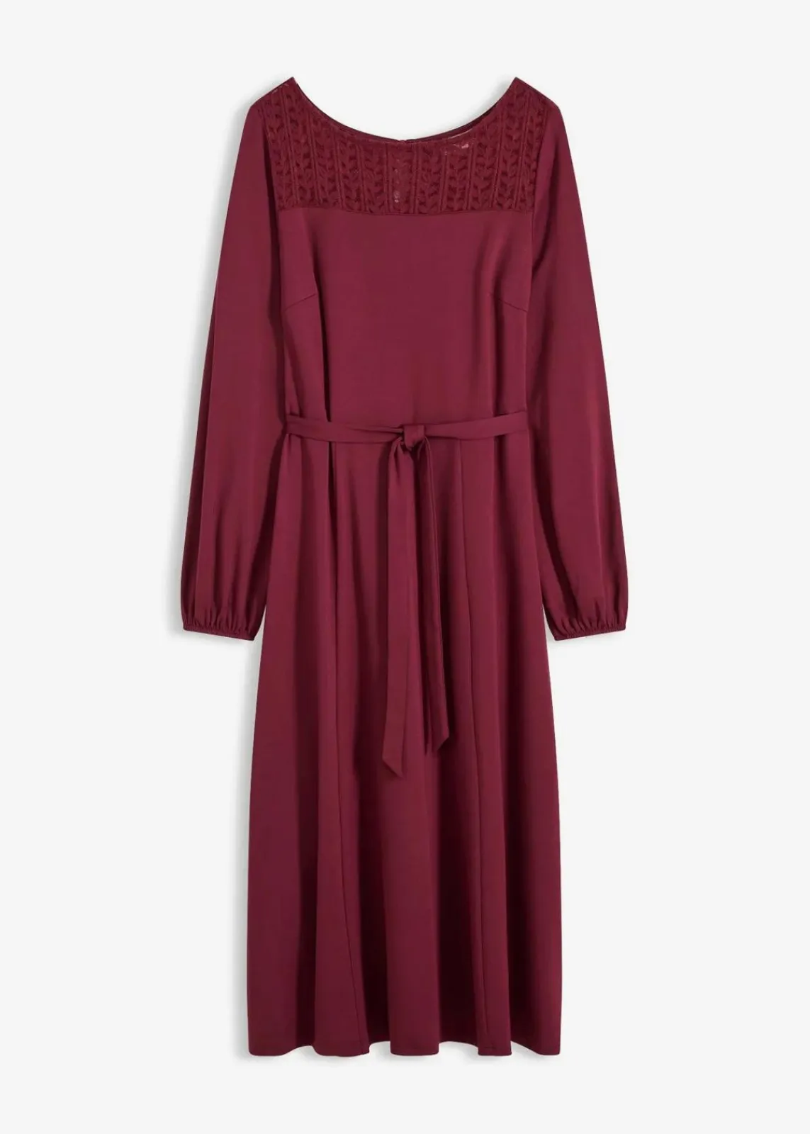 bonprix Bekleidung·Pullover & Strickjacken|Kleider^Punto Kleid mit Spitze ahornrot