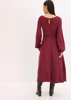 bonprix Bekleidung·Pullover & Strickjacken|Kleider^Punto Kleid mit Spitze ahornrot