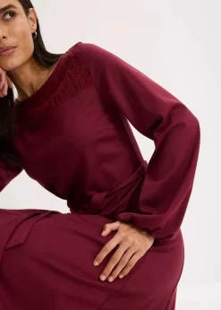 bonprix Bekleidung·Pullover & Strickjacken|Kleider^Punto Kleid mit Spitze ahornrot