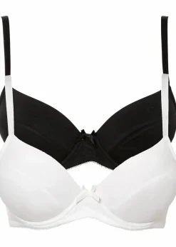 bonprix Nachhaltigere Materialien|Bhs^Push-up-BH mit Bügel mit Bio-Baumwolle (2er Pack) schwarz + weiß