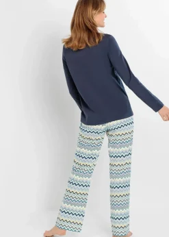 bonprix Wäsche·Nachtwäsche|Nachtwäsche^Pyjama aus reiner Baumwolle nachtblau gemustert