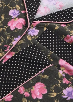 bonprix Wäsche·Nachtwäsche|Nachtwäsche^Pyjama aus reiner Baumwolle schwarz geblümt/gepunktet