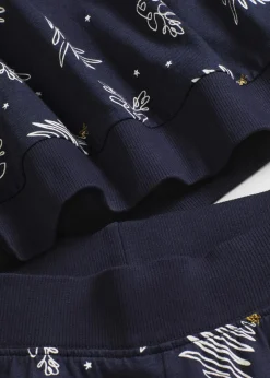 bonprix Nachtwäsche^Pyjama aus reiner Baumwolle mit Glitzerdruck intensivblau bedruckt