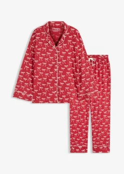 bonprix Wäsche·Nachtwäsche|Nachtwäsche^Pyjama aus reiner Baumwolle dunkelrot bedruckt