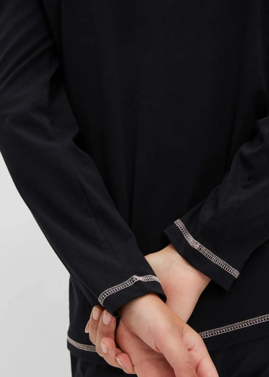 bonprix Wäsche·Nachtwäsche|Nachtwäsche^Pyjama aus reiner Baumwolle schwarz/pfirsichrosa