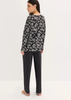bonprix Nachtwäsche^Pyjama aus reiner Baumwolle schwarz paisley